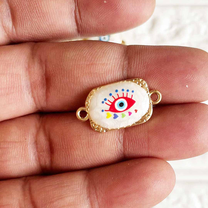 Evil Eye Moonstone Charms pack of 10 – For Pendant, Jewelry & Rakhi Making