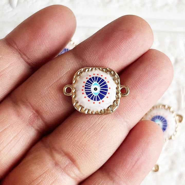 Evil Eye Moonstone Charms pack of 10 – For Pendant, Jewelry & Rakhi Making