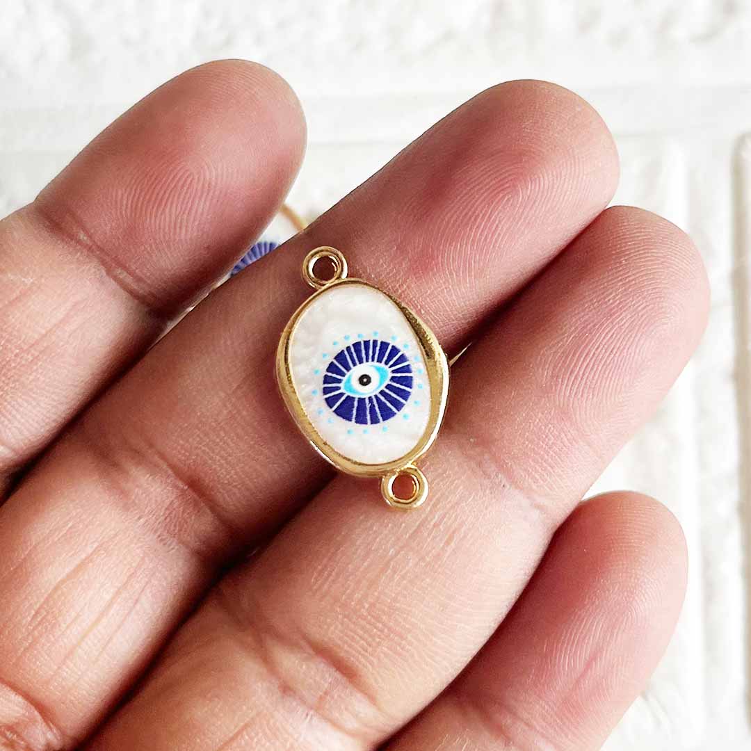 Evil Eye Moonstone Charms pack of 10 – For Pendant, Jewelry & Rakhi Making