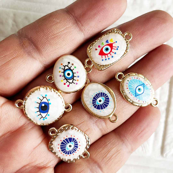 Evil Eye Moonstone Charms pack of 10 – For Pendant, Jewelry & Rakhi Making