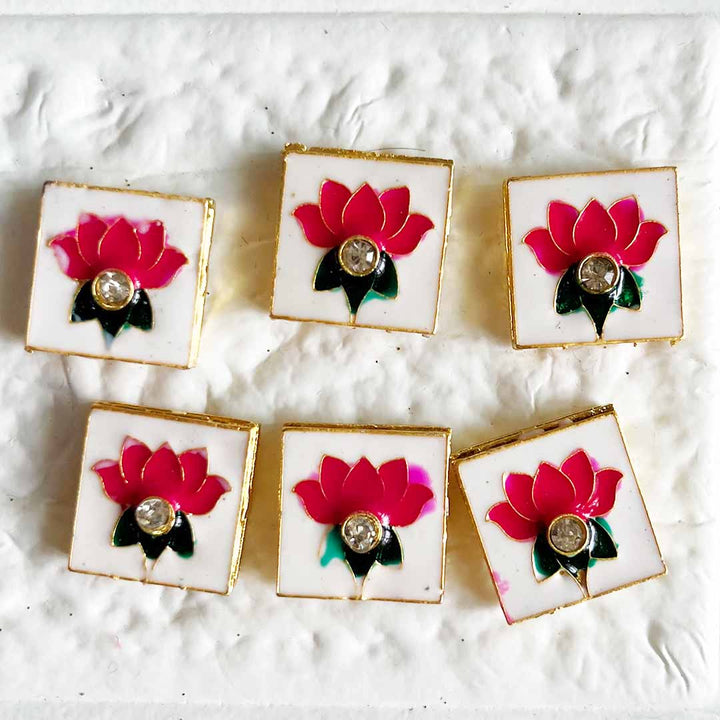 Lotus Square Charms pack of 10 – For Pendant, Jewelry & Rakhi Making