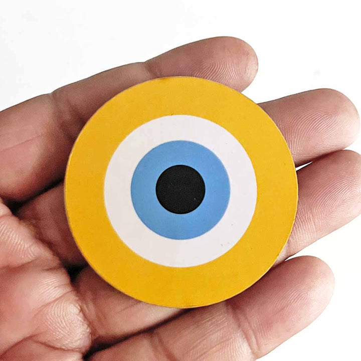 Yellow Evil Eye Cutout Pack of 10 – Wall Hanging Decoration for Diwali, Temple & Main Door