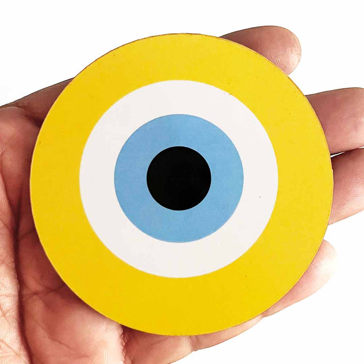 Yellow Evil Eye Cutout Pack of 10 – Wall Hanging Decoration for Diwali, Temple & Main Door