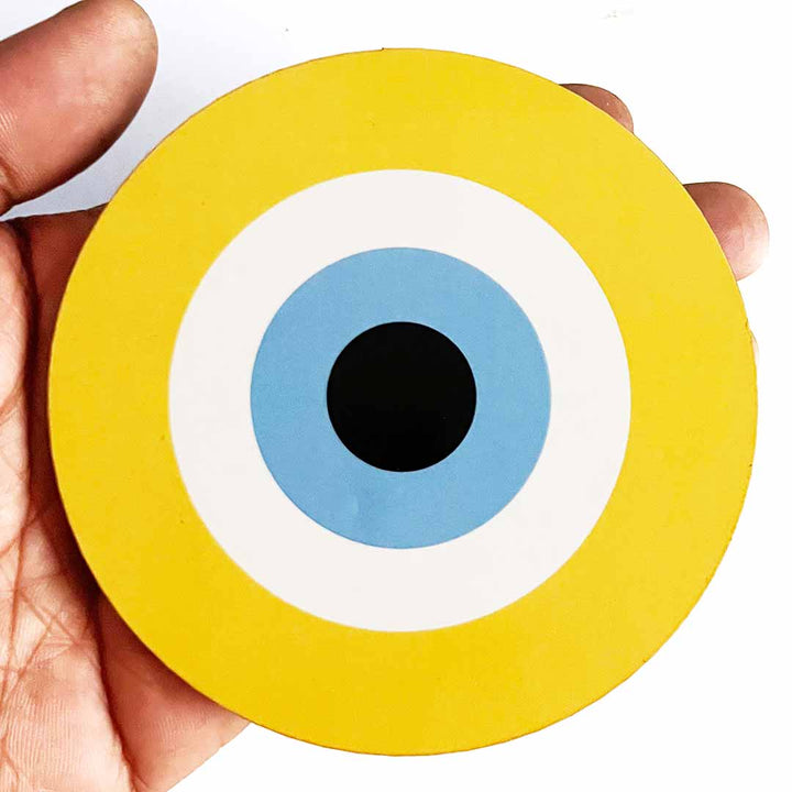 Yellow Evil Eye Cutout Pack of 10 – Wall Hanging Decoration for Diwali, Temple & Main Door