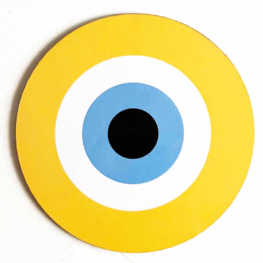 Yellow Evil Eye Cutout Pack of 10 – Wall Hanging Decoration for Diwali, Temple & Main Door