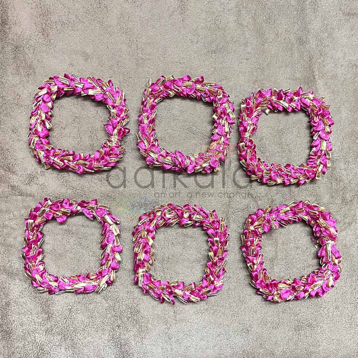 3 Inches Rani Pink Square Gota Ring Set Of 6