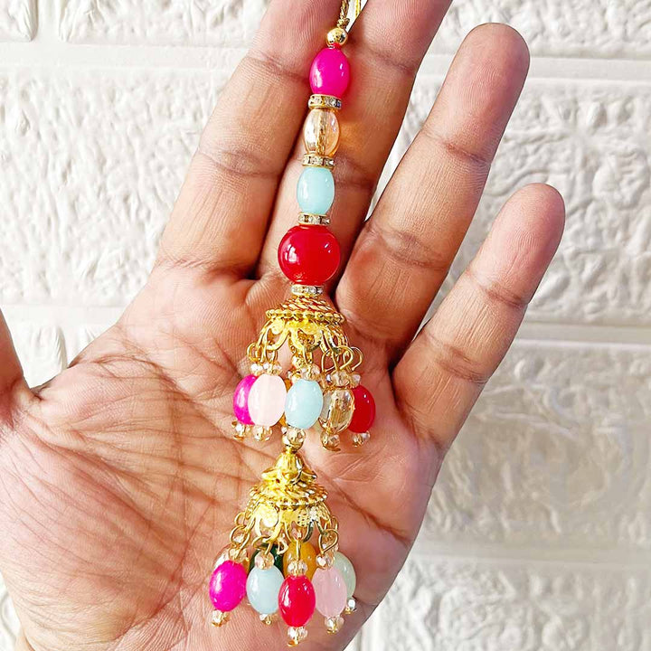 Multicolor Glass Beads Latkan Tassel Pack of 2 for Saree Pallu, Blouse, Suits, Dupatta, Lehenga