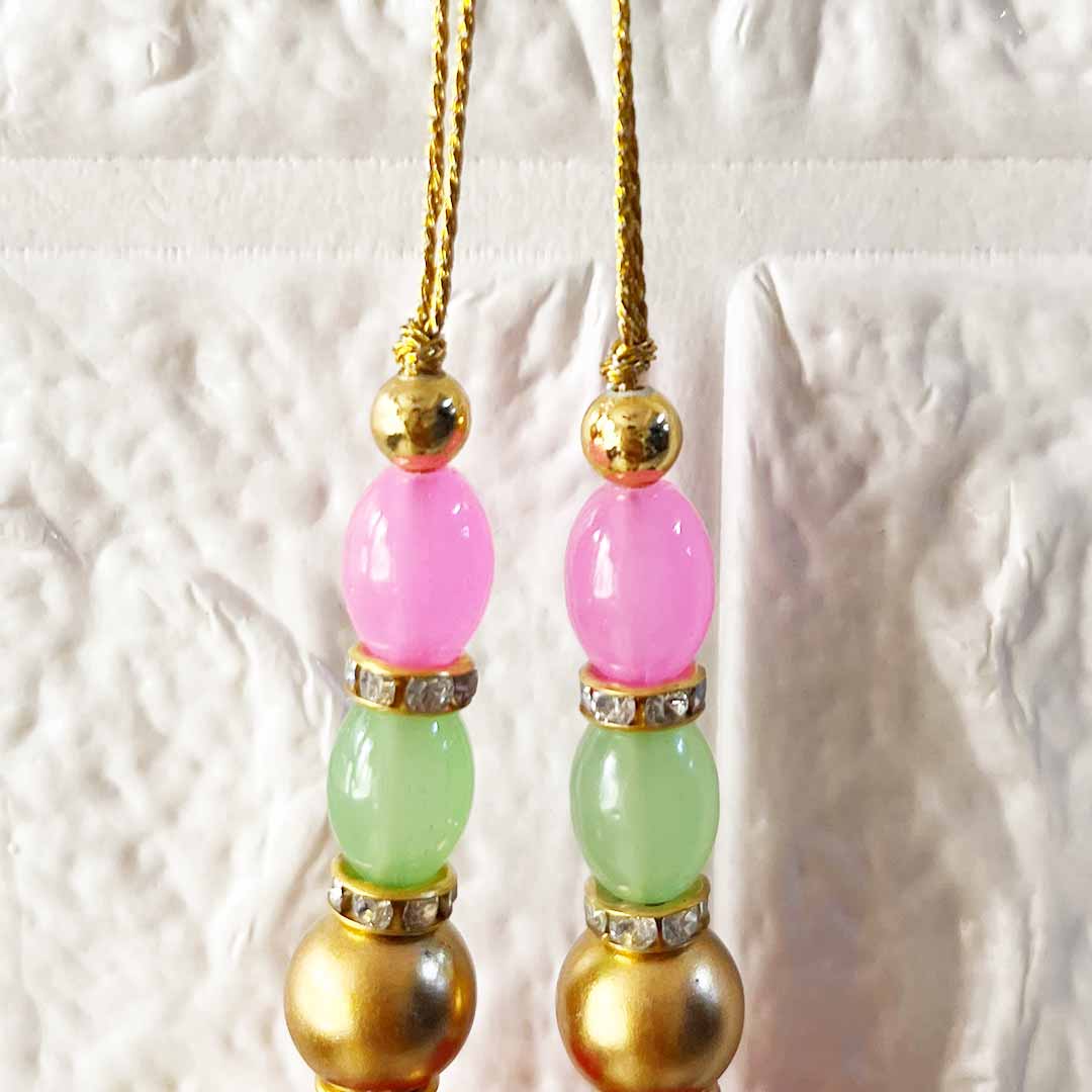 Multicolor Glass Beads Latkan Tassel D2 Pack of 2 for Saree Pallu, Blouse, Suits, Dupatta, Lehenga