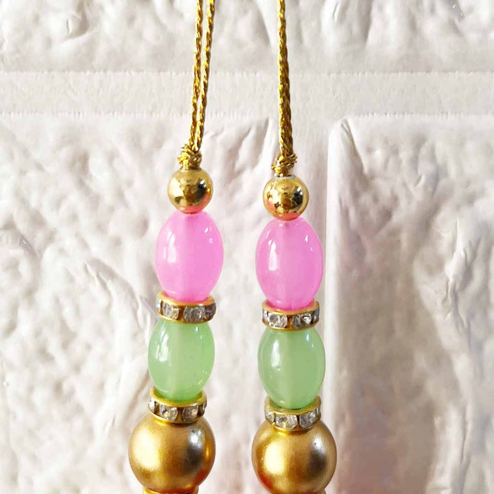 Multicolor Glass Beads Latkan Tassel D2 Pack of 2 for Saree Pallu, Blouse, Suits, Dupatta, Lehenga