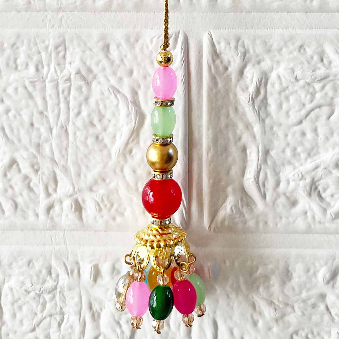 Multicolor Glass Beads Latkan Tassel D2 Pack of 2 for Saree Pallu, Blouse, Suits, Dupatta, Lehenga