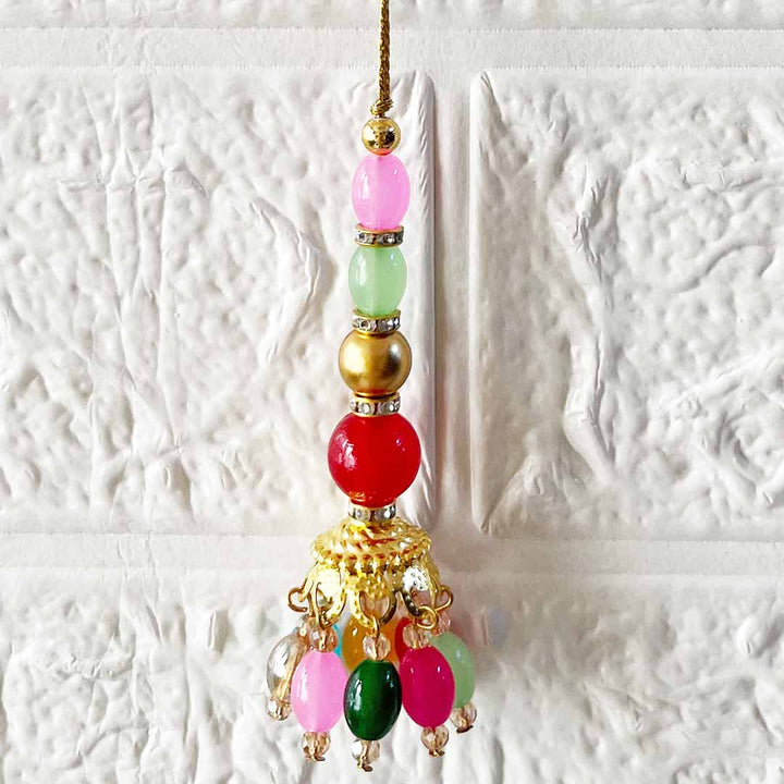 Multicolor Glass Beads Latkan Tassel D2 Pack of 2 for Saree Pallu, Blouse, Suits, Dupatta, Lehenga