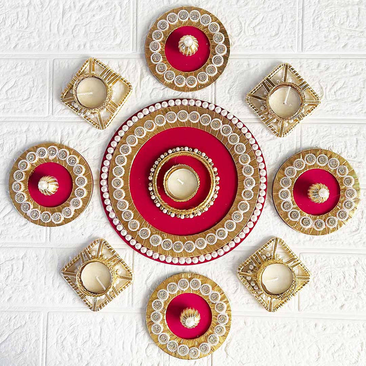 Rangoli Tea-light Holder Design 8 For Diwali, Home Decoration & Festive