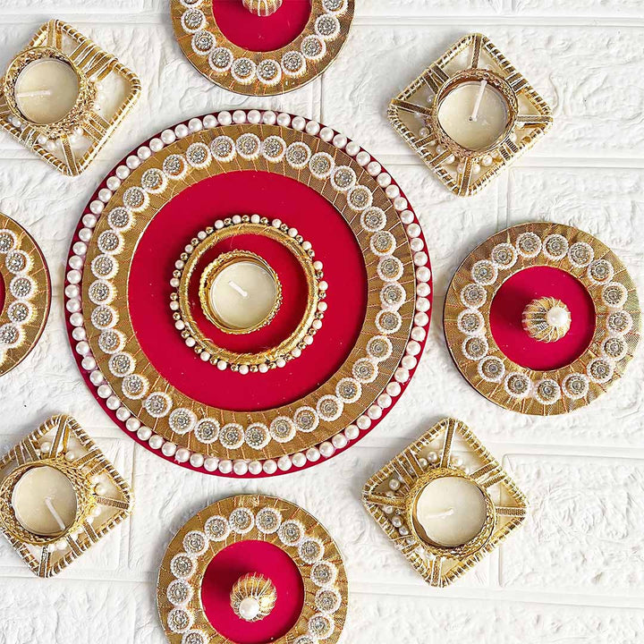 Rangoli Tea-light Holder Design 8 For Diwali, Home Decoration & Festive