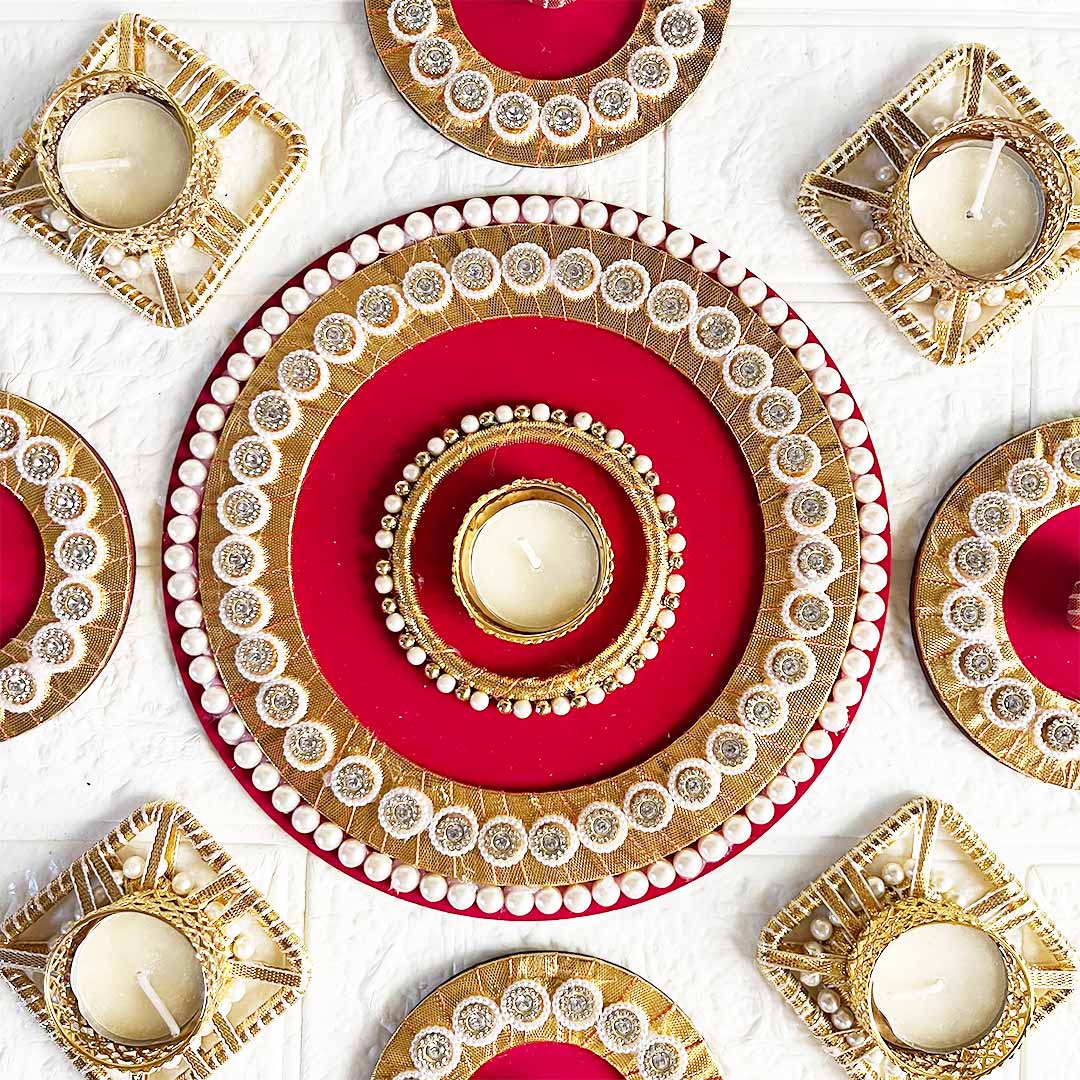 Rangoli Tea-light Holder Design 8 For Diwali, Home Decoration & Festive