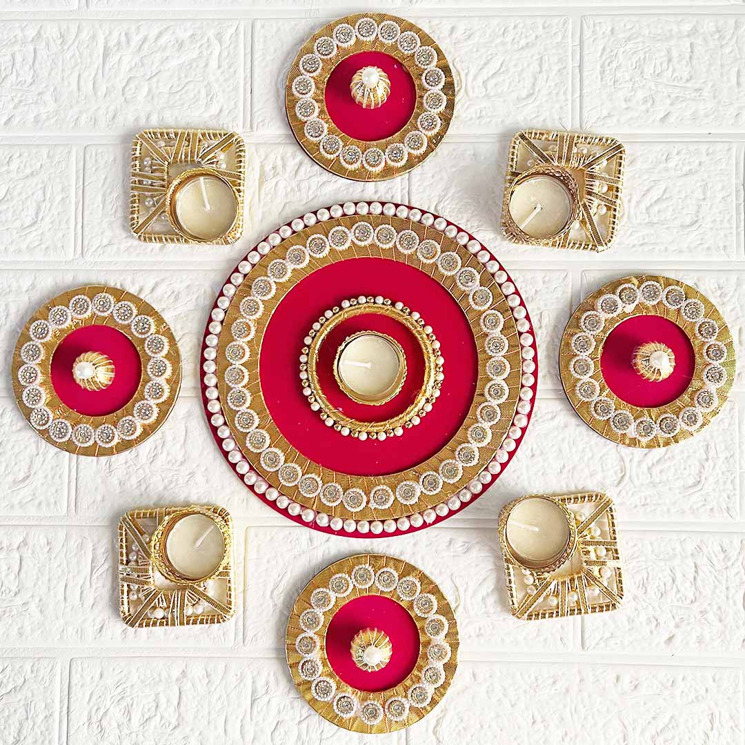 Rangoli Tea-light Holder Design 8 For Diwali, Home Decoration & Festive