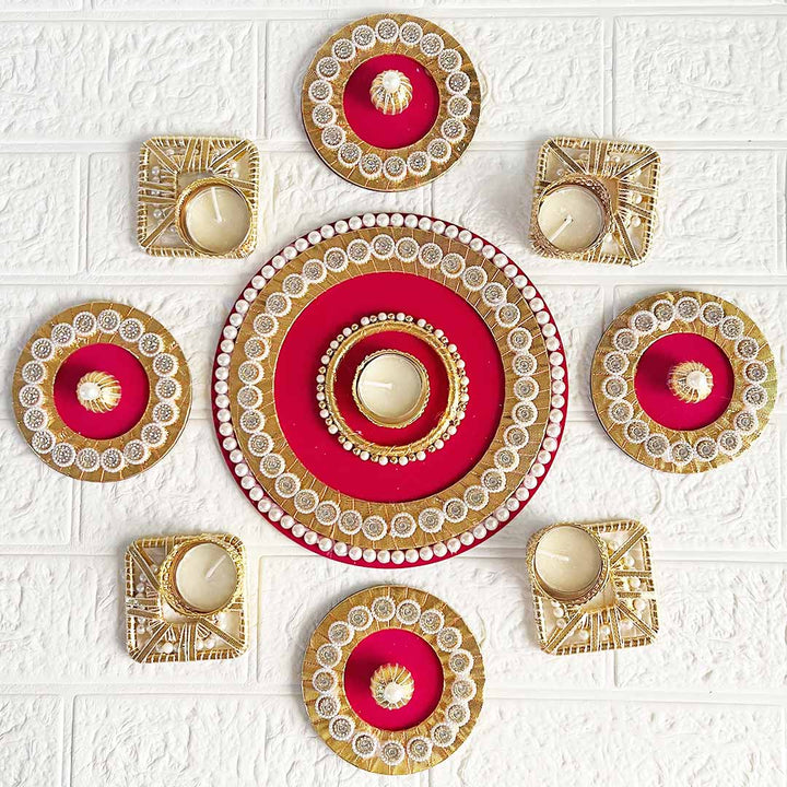 Rangoli Tea-light Holder Design 8 For Diwali, Home Decoration & Festive