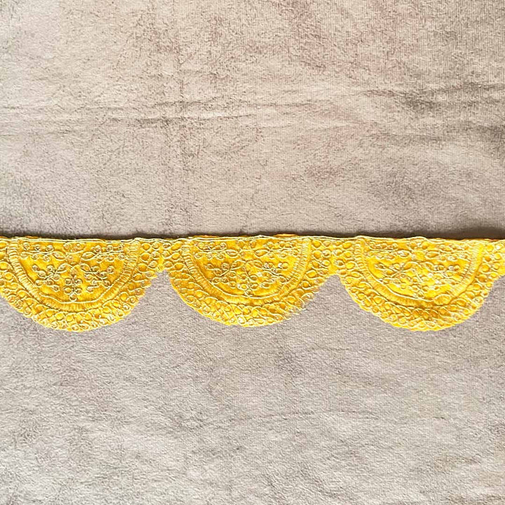 Mango Yellow Color With Zari Work Semi Circle Lace & Border ( 9mtr )