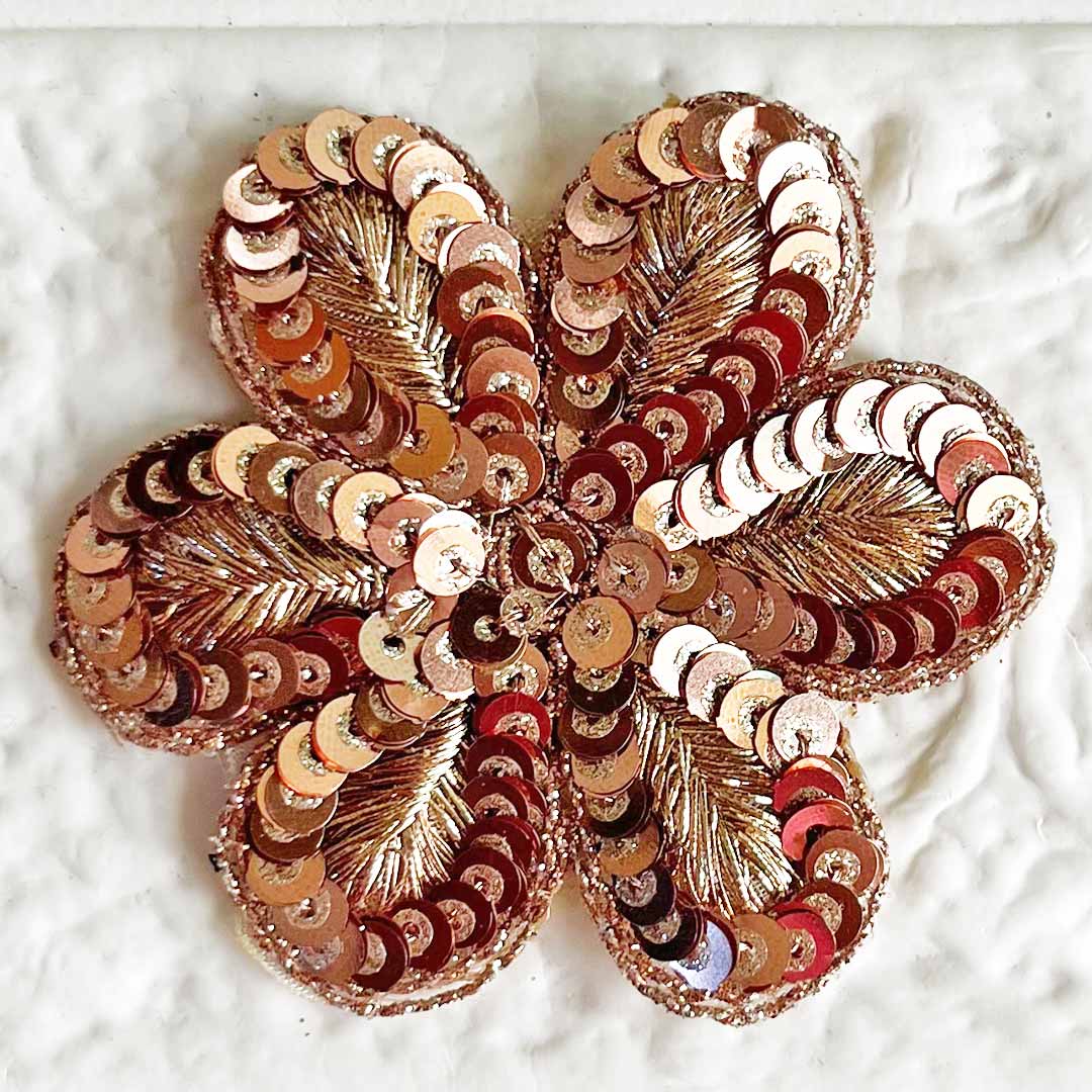 Rose Gold Sequin Floral Patch – designer Cloth & Festive Décor Pack