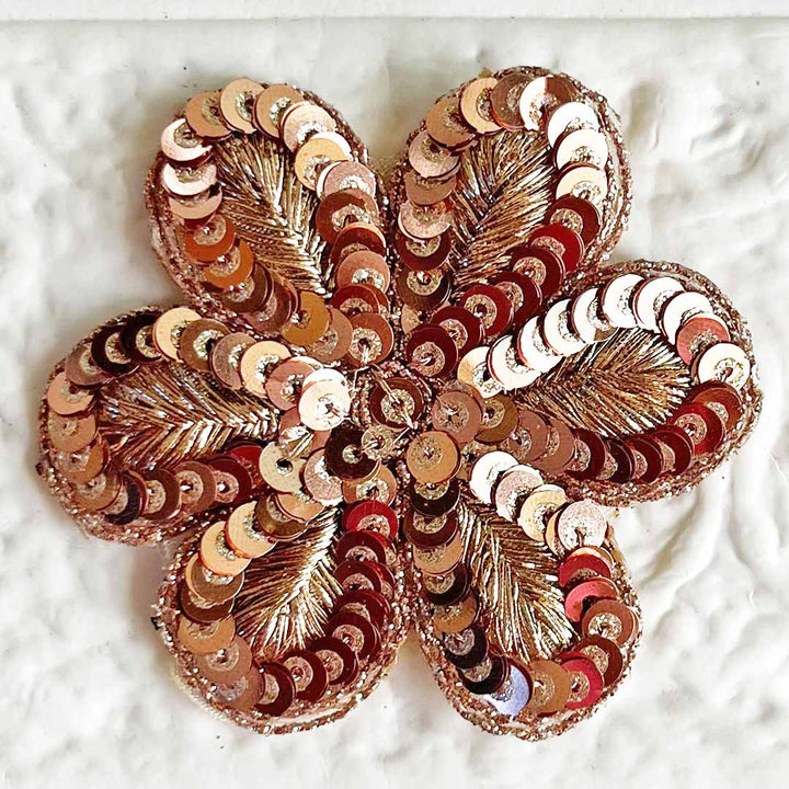 Rose Gold Sequin Floral Patch – designer Cloth & Festive Décor Pack