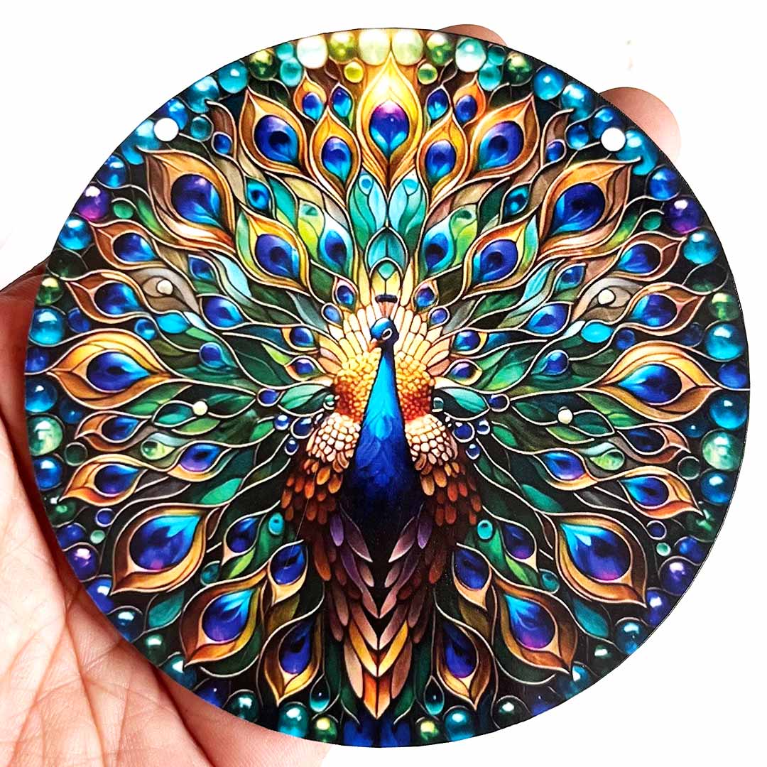 Multicolor Peacock Round Cutout Pack of 10 For Wall Hanging Decoration | Diwali Decoration | Temple, Main Door Entrance