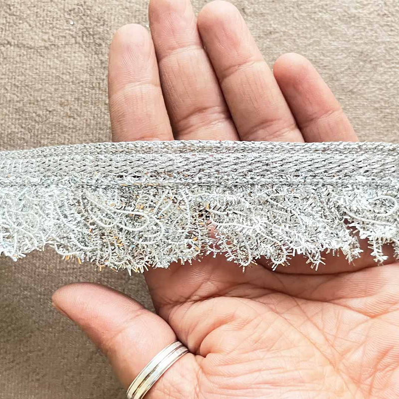 Silver Frilled Lace - 9mtr