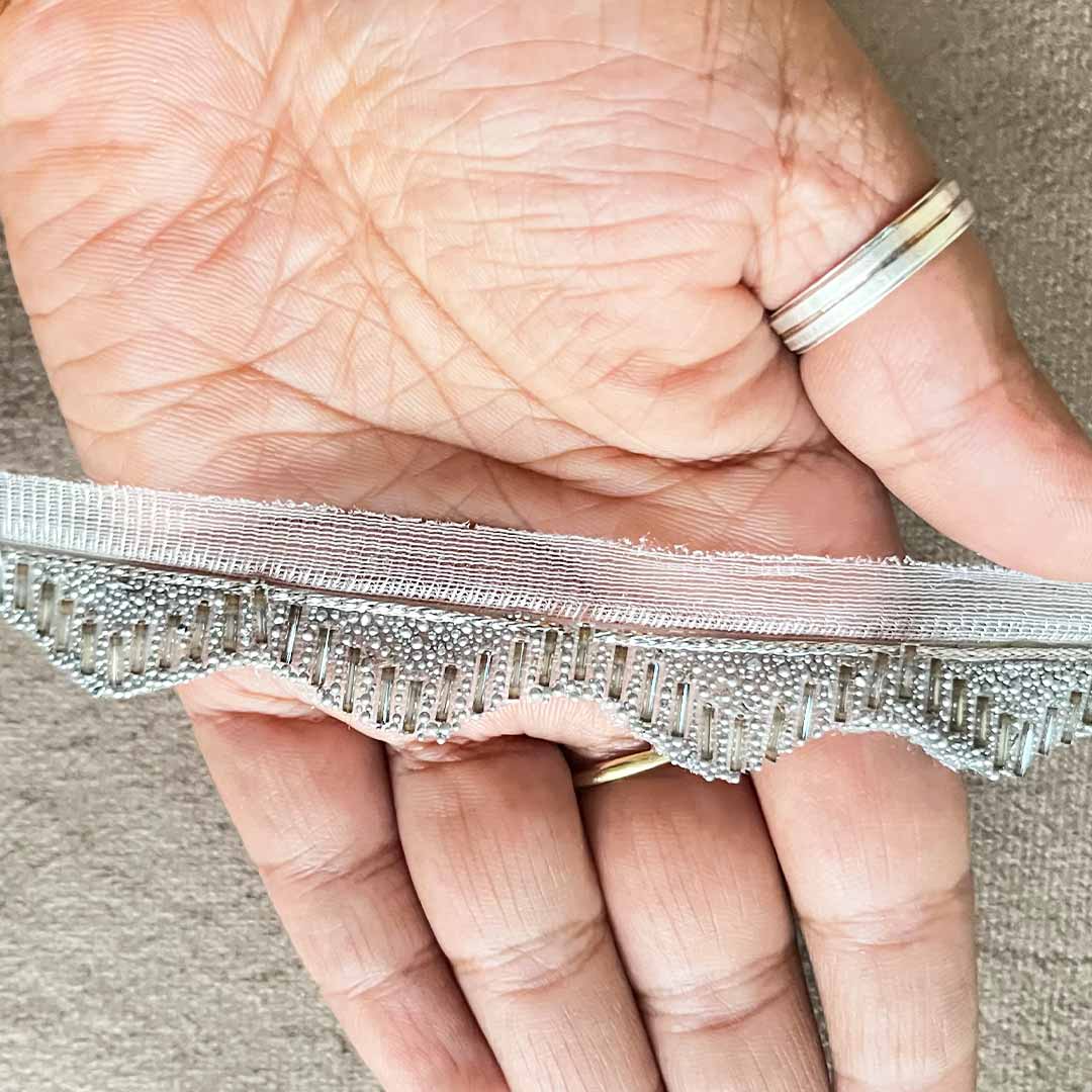 Silver Color Pipe (Nalki) Lace - 9mtr