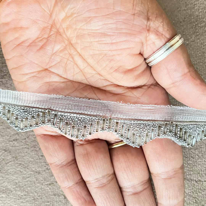 Silver Color Pipe (Nalki) Lace - 9mtr