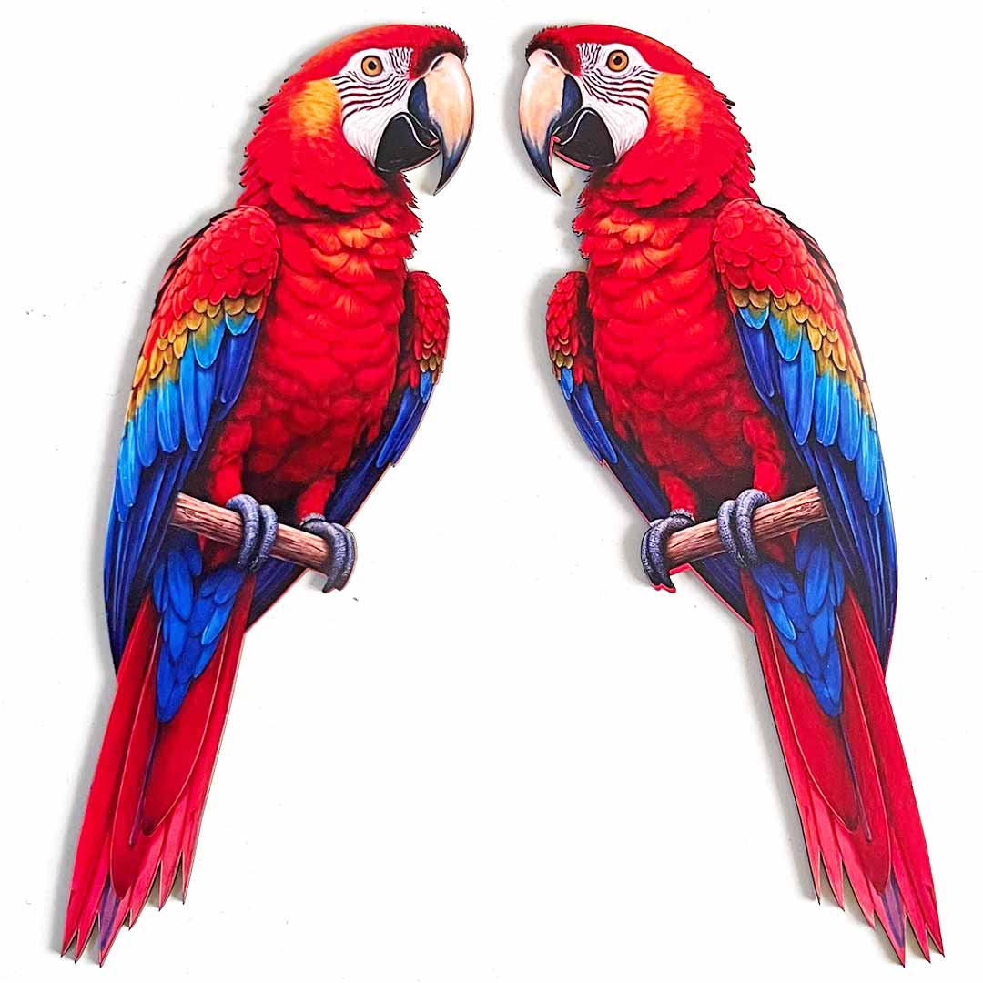 Red Parrot Cutout Pack of 10 For Wall Hanging Decoration | Diwali Decoration | Temple, Main Door Entrance