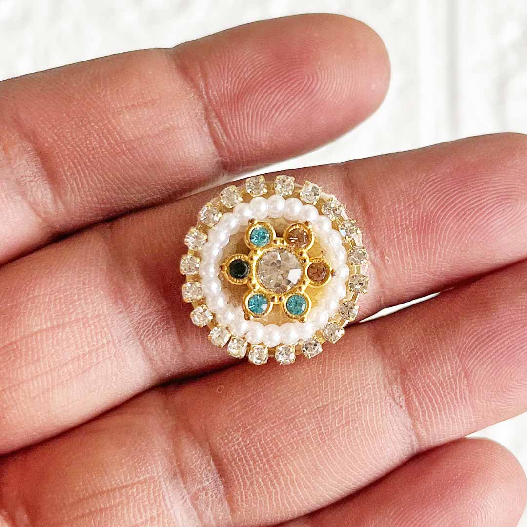 Rhinestones & Pearl round Patch Pack Of 10 For Laddu Gopal Dress Decorations, Gifts, DIY Art & Crafts