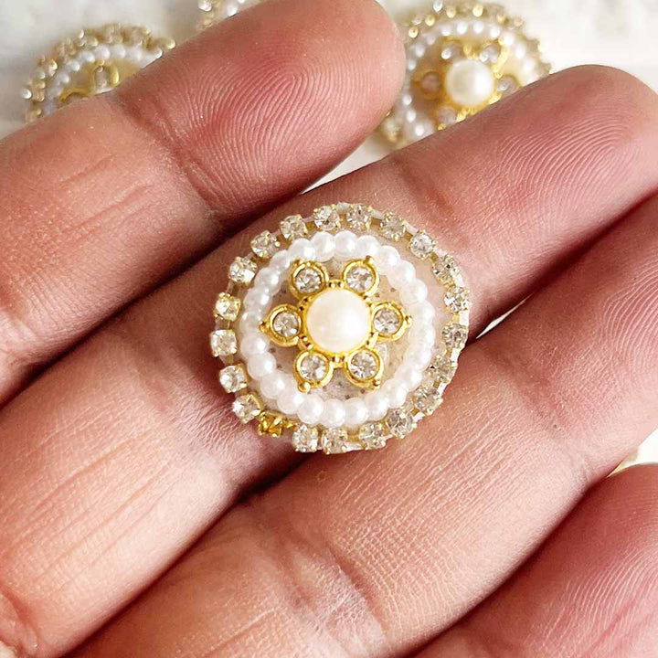 Rhinestones & Pearl round Patch Pack Of 10 For Laddu Gopal Dress Decorations, Gifts, DIY Art & Crafts