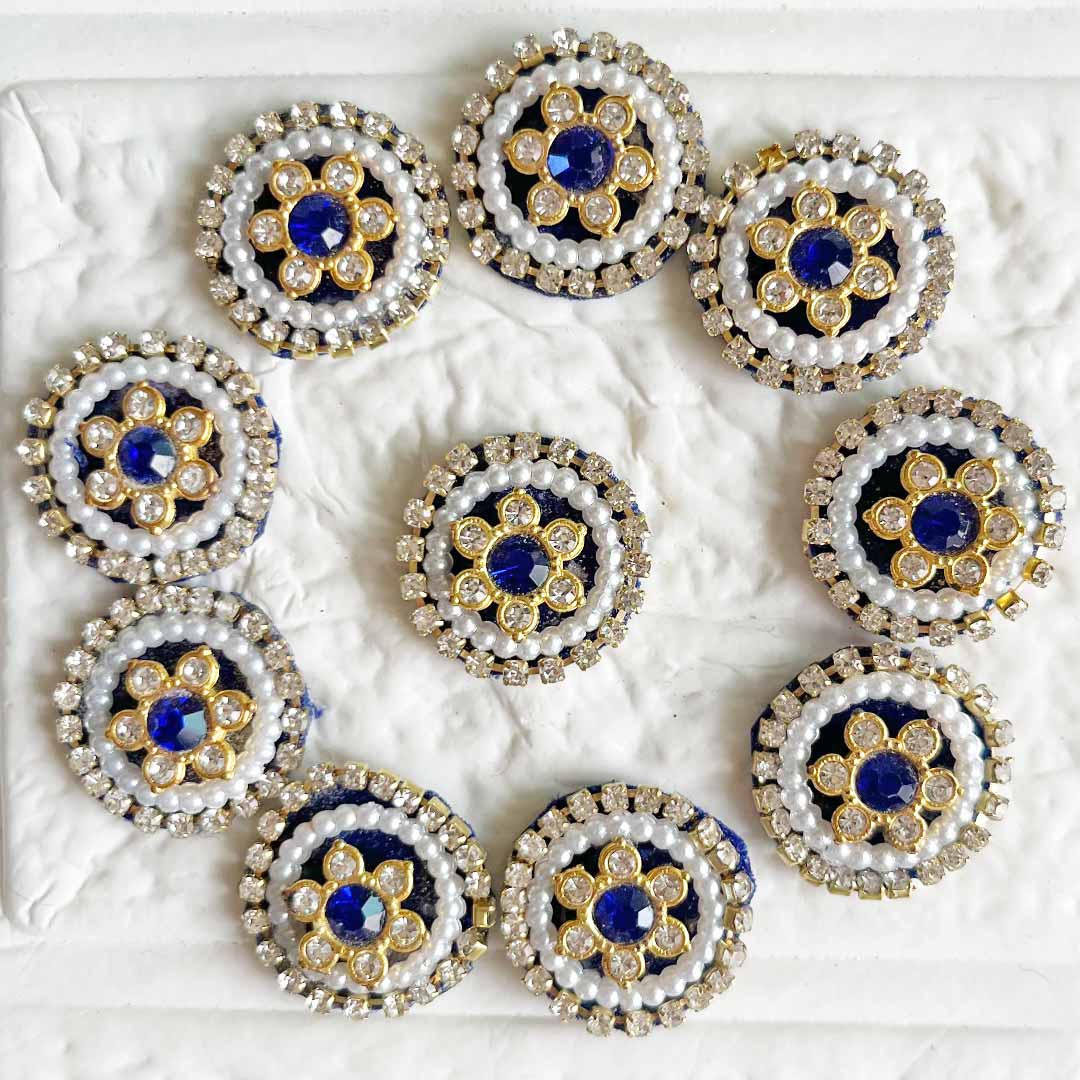 Rhinestones & Pearl round Patch Pack Of 10 For Laddu Gopal Dress Decorations, Gifts, DIY Art & Crafts