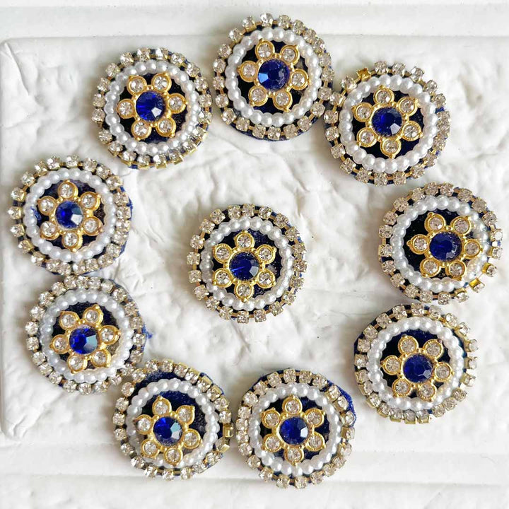 Rhinestones & Pearl round Patch Pack Of 10 For Laddu Gopal Dress Decorations, Gifts, DIY Art & Crafts