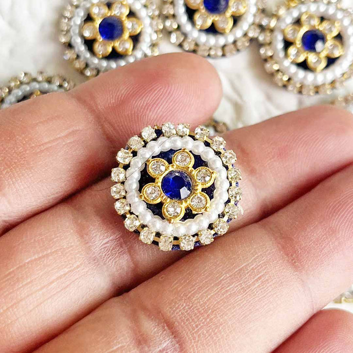 Rhinestones & Pearl round Patch Pack Of 10 For Laddu Gopal Dress Decorations, Gifts, DIY Art & Crafts