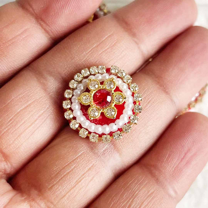Rhinestones & Pearl round Patch Pack Of 10 For Laddu Gopal Dress Decorations, Gifts, DIY Art & Crafts