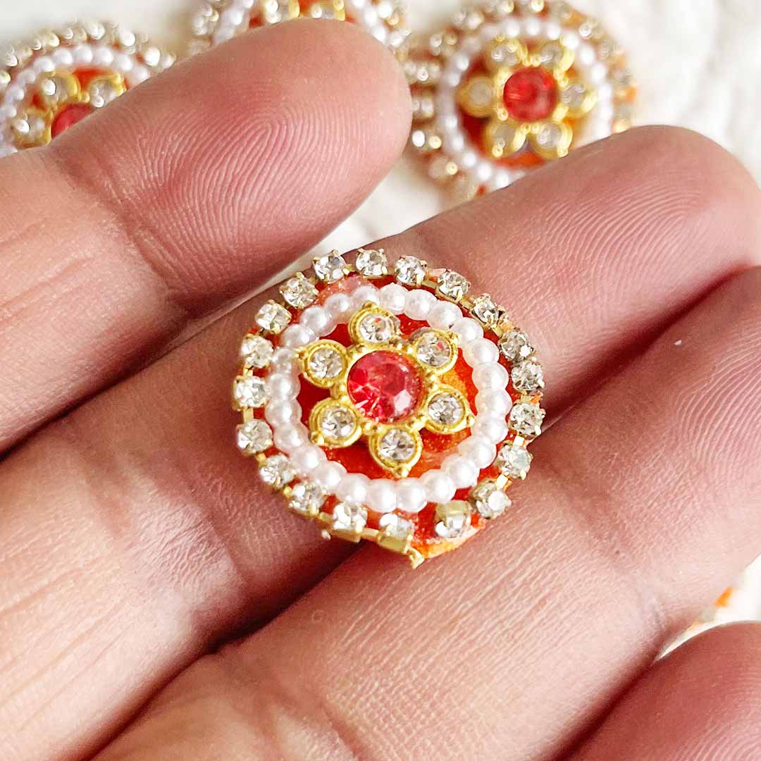 Rhinestones & Pearl round Patch Pack Of 10 For Laddu Gopal Dress Decorations, Gifts, DIY Art & Crafts