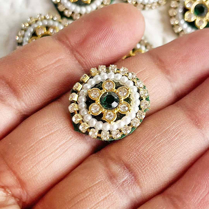 Rhinestones & Pearl round Patch Pack Of 10 For Laddu Gopal Dress Decorations, Gifts, DIY Art & Crafts