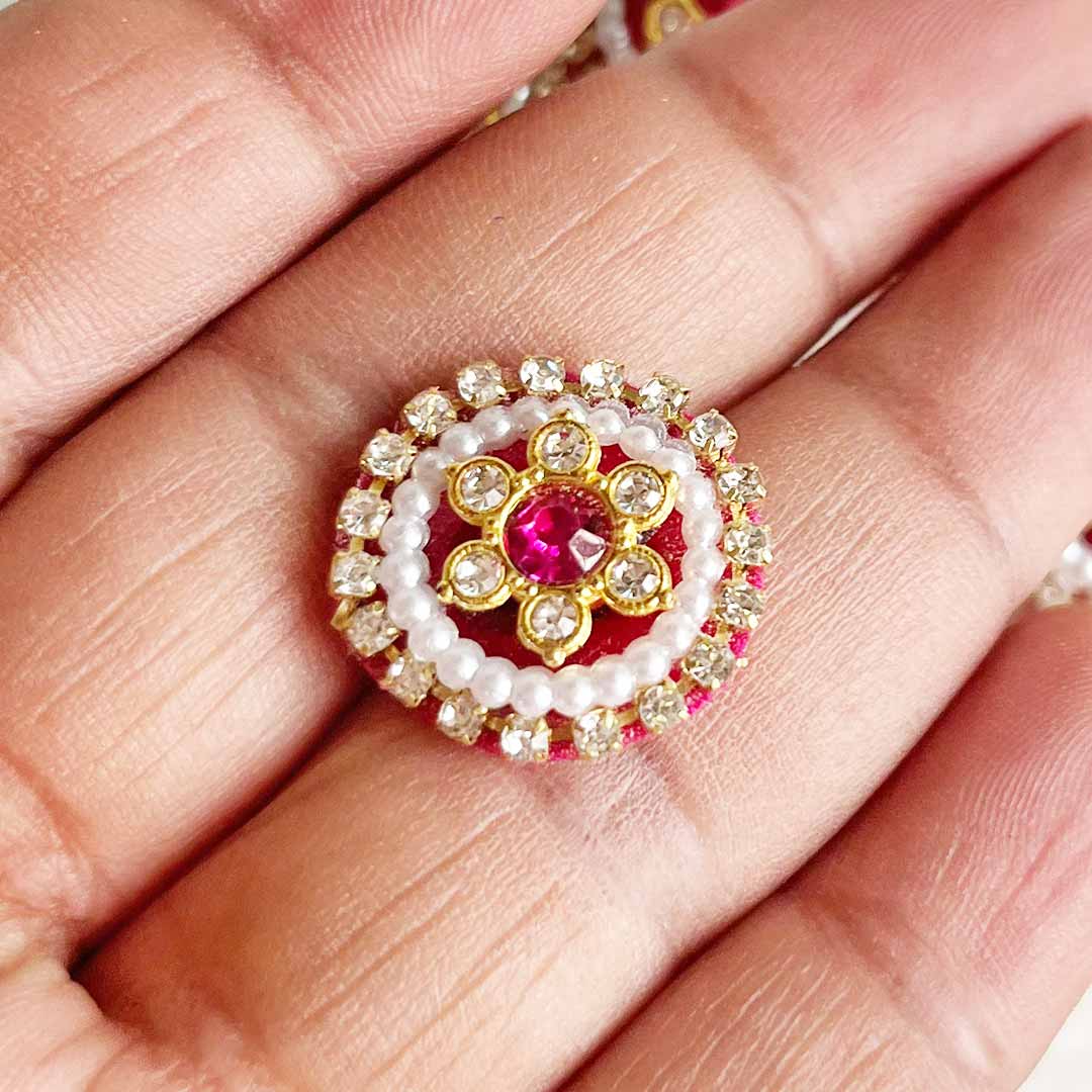 Rhinestones & Pearl round Patch Pack Of 10 For Laddu Gopal Dress Decorations, Gifts, DIY Art & Crafts