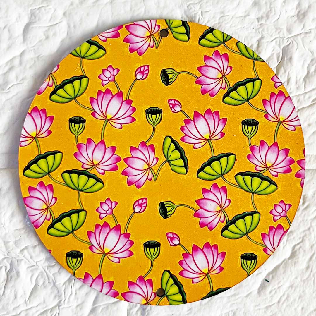Pichwai Lotus Round Cutout Pack of 10 For Wall Hanging Decoration | Diwali Decoration | Temple, Main Door Entrance