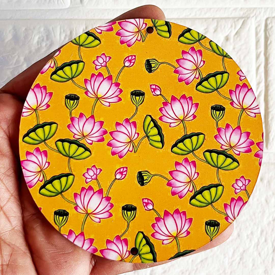 Pichwai Lotus Round Cutout Pack of 10 For Wall Hanging Decoration | Diwali Decoration | Temple, Main Door Entrance