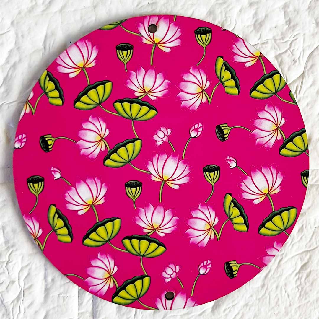 Pichwai Lotus Round Cutout Pack of 10 For Wall Hanging Decoration | Diwali Decoration | Temple, Main Door Entrance