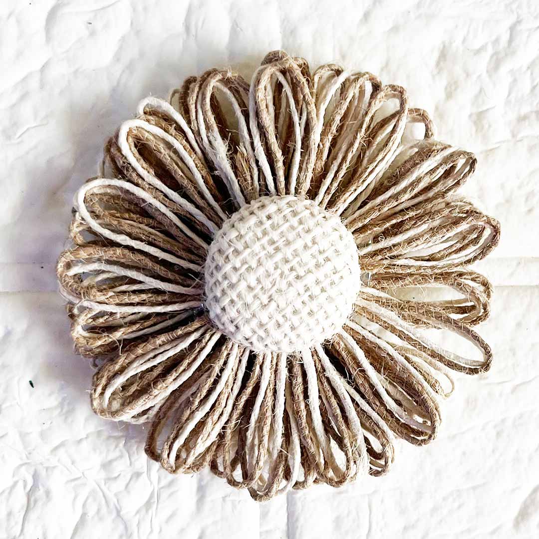 Natural Jute Flower for Trousseau Packing, Ready to use Flower Brooch Hamper for Decoration, Gift Wrapping Flowers Set of 10