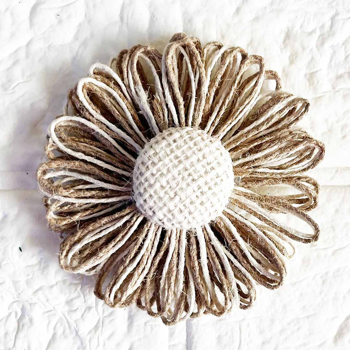 Natural Jute Flower for Trousseau Packing, Ready to use Flower Brooch Hamper for Decoration, Gift Wrapping Flowers Set of 10