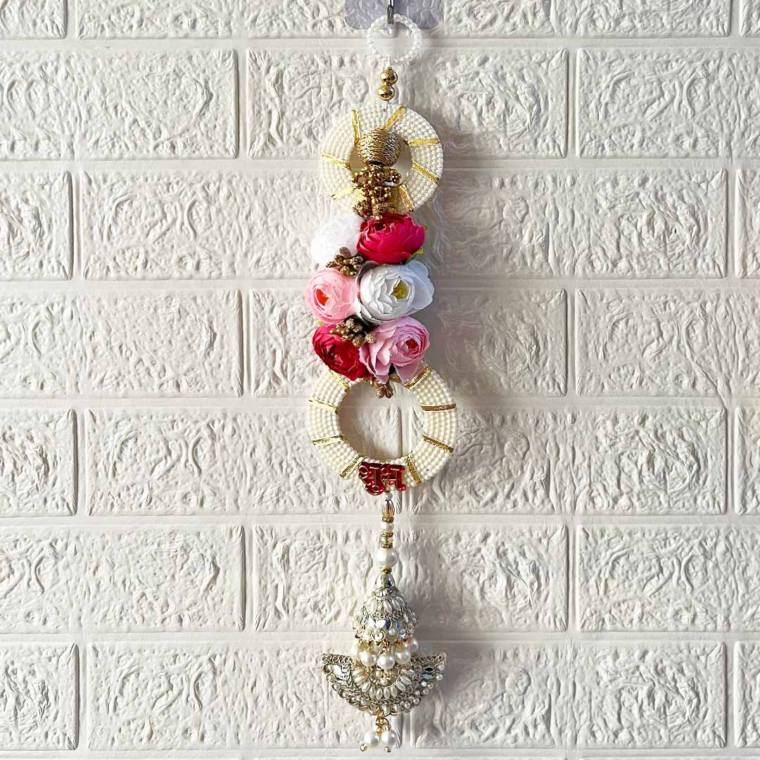Beaded Ring floral Entrance Decoration Hanging Pair for Mandir, Diwali, Dussehra, Home Decor