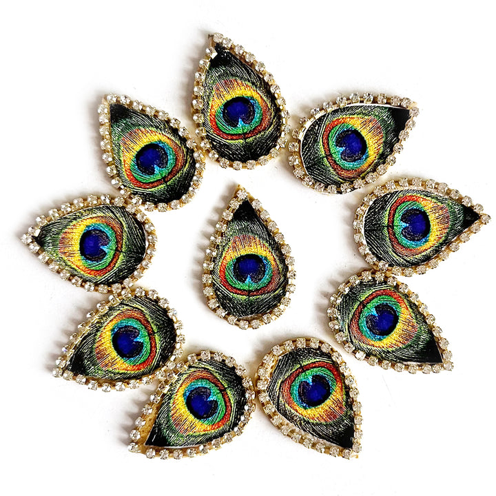 Drop shape Feather Patch Pack Of 10 For Home festive decoration and laddu gopal dress decoration