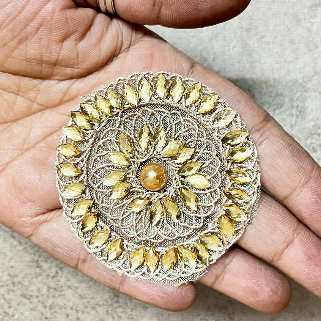 Golden Color Kundan Work Booties Pack Of 10