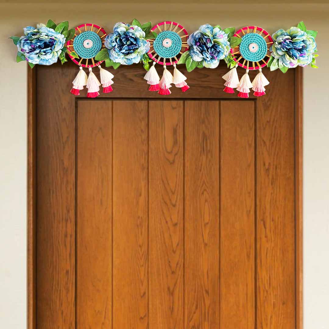 Blue Color Floral Toran for Home & Office Entrance | Mandir Decoration | Decorative Door Hanging Bandanwar