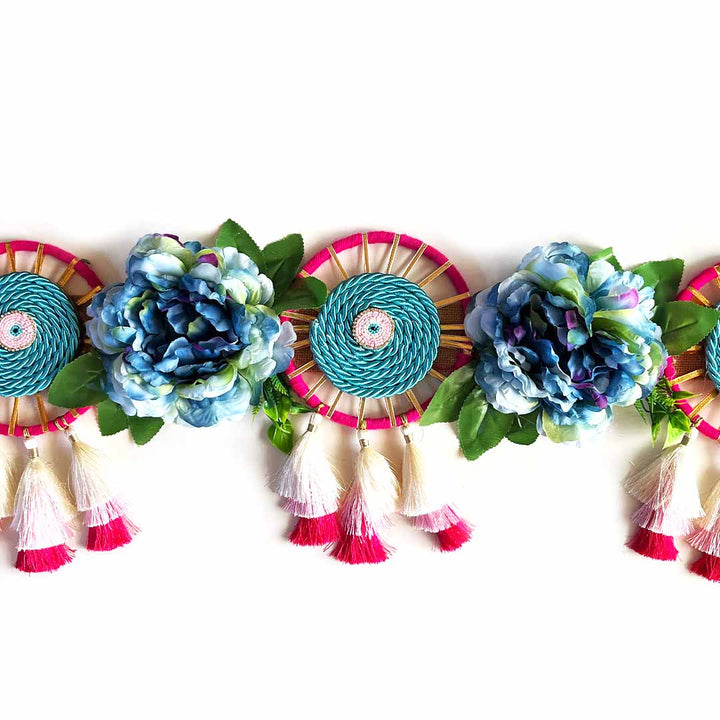 Blue Color Floral Toran for Home & Office Entrance | Mandir Decoration | Decorative Door Hanging Bandanwar