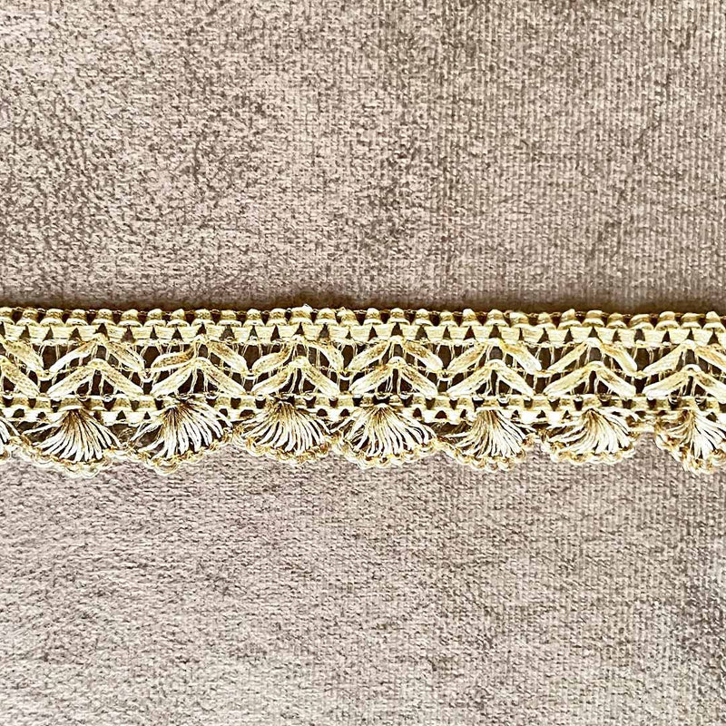 Crochet Weaving Golden Color Silk Thread & Gota Lace - ( 9mtr )