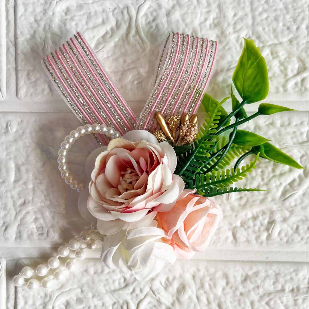 Rose Flower with ribbon Bunch pack of 4 for Trousseau, Gift Packing & Festive Decor