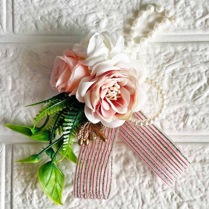 Rose Flower with ribbon Bunch pack of 4 for Trousseau, Gift Packing & Festive Decor